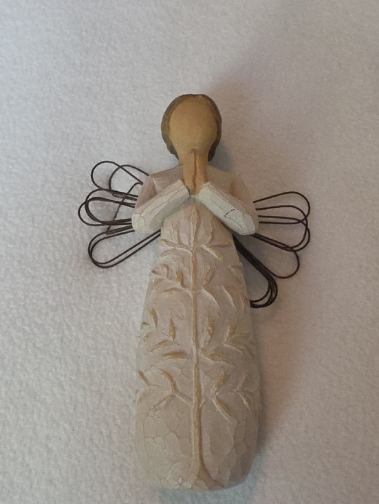 Other - Handcrafted Praying Angel Figurine in Cream with Wire Wings